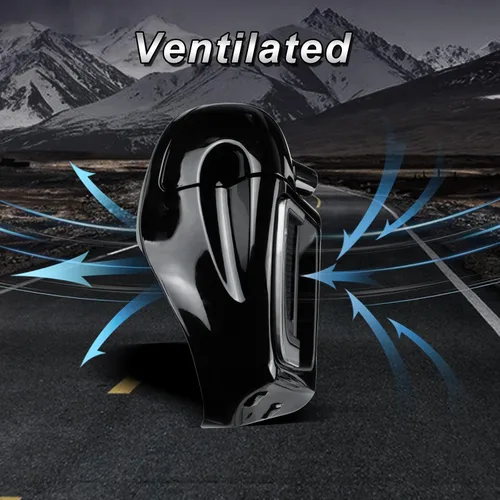 Vista 5 de Carenados de Pierna Inferiores Ventilados Guantera con Luces de Señales de Giro LED Compatibles con Harley Touring CVO Street Glide FLHX Road Glide