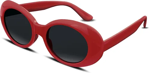 Vista 9 de FEISEDY Gafas de sol blancas ovaladas Clout Goggles para mujeres y hombres, retro, redondas, de moda, con montura, marco de disfraz estilo Clueless