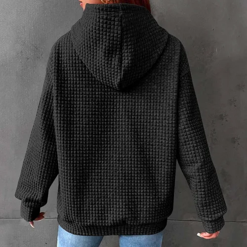 Vista 7 de Womens Waffle Halloween Pullover Hoodie V-Neck Drop Shoulder Hoodies Drawstring Comfy Sweatshirt with Kangaroo Pocket