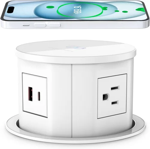 Vista 8 de [Usado] ANNQUAN 4.75" Pop Up Outlet para Encimera Cargador Inalámbrico 1A1C Blanco