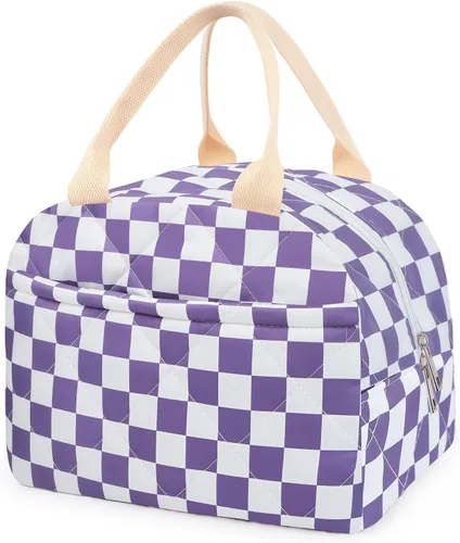 Vista 10 de Lonchera acolchada de algodón aislada, bonita bolsa acolchada con estampado floral, reutilizable, aislada, coqueta, de gran capacidad, hielera
