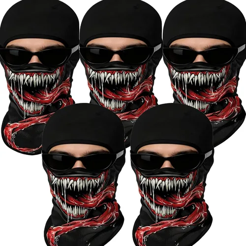 Vista 27 de Pasamontañas 3D, máscara de cara completa, resistente al viento, máscara de esquí con calavera táctica para motocicleta, ciclismo, Halloween