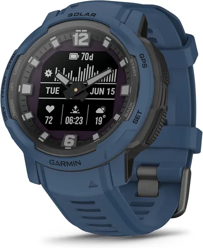 Vista 7 de Garmin Instinct Crossover, reloj inteligente híbrido resistente, manecillas analógicas y pantalla digital, color negro