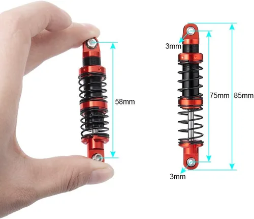 Vista 2 de Que-T Amortiguador de metal 4pcs para 1/10 RC Crawler Car SCX10 D90 TRX4 TRX6 (2.953 in)