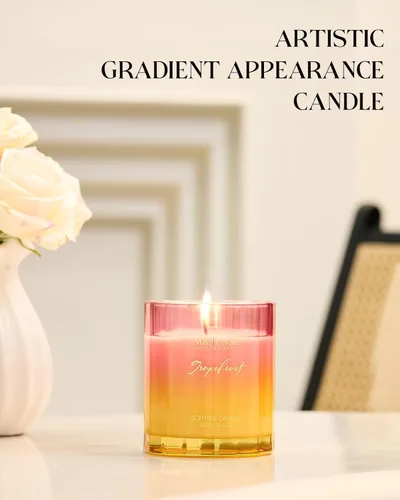 Vista 6 de M&SENSE Velas perfumadas de pomelo para el hogar, 10.6 onzas, 60 horas, velas de soja natural no tóxicas en vidrio de larga duración de combustión