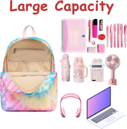 Vista 6 de CAMTOP Juego de morral y lonchera para niñas de preescolar y primaria, Teñido amarillo., S, Viajar
