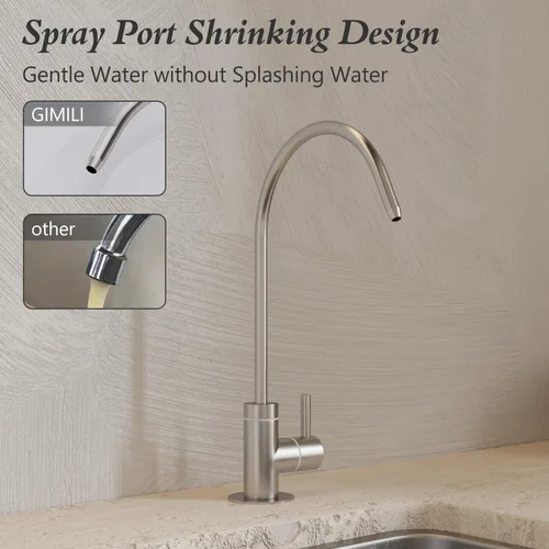 Vista 3 de GIMILI Grifo de agua potable para fregadero de cocina, grifo de filtro de agua de cocina de acero inoxidable para ósmosis inversa o sistema