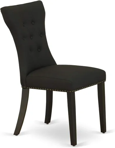Vista 7 de East West Furniture DLGA5-BLK-24 - Juego de mesa de cocina de 5 piezas para 4 personas, incluye una mesa de comedor redonda con gotas y 4 sillas