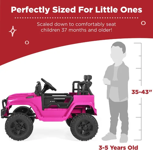 Vista 4 de Best Choice Products - Auto de 12 V para niños con control remoto para Rosa intenso