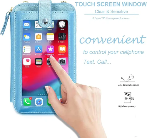 Vista 2 de Valentoria Bolso cruzado pequeño para teléfono celular, cartera de cuero para tarjetas de mano para mujer