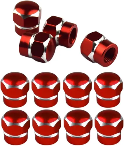 Vista 10 de 12 tapas de vástago de válvula de neumático de automóvil, cubiertas de vástago resistentes de aleación de aluminio en forma hexagonal, juego
