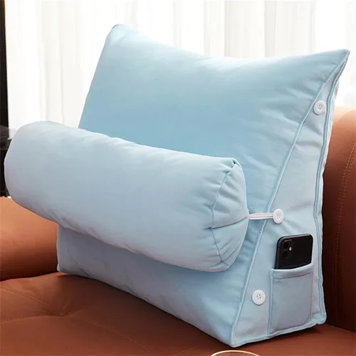 Vista 8 de Almohada triangular para lectura y dormir en forma de cuña con almohada ajustable para el cuello, soporte para cuerpo, espalda, lumbar, uso en cama
