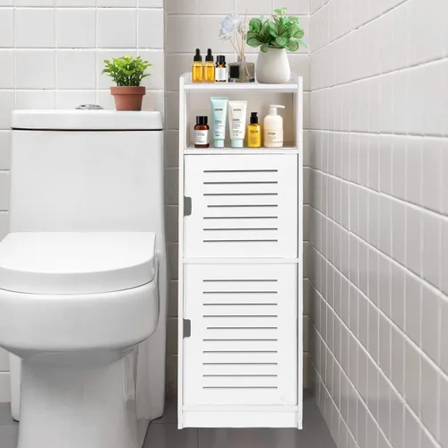Vista 3 de ShellKingdom Toilet Paper Holder Stand, Small and Slim Bathroom Storage Cabinet for Bathroom Small Spaces, 29.1 x 9.5 x 7.9 inch