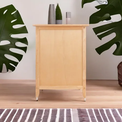 Vista 5 de Ergode Mesa decorativa Eugene de madera, diseño versátil y atemporal, acabado lacado transparente, cajón extraíble y compartimento inferior, fácil