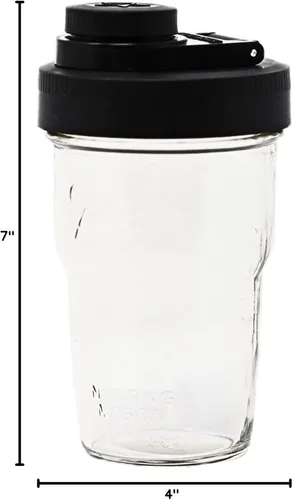 Vista 10 de Brewing America Tarro anidable con tapa para beber como taza de viaje, 1 pinta (16 onzas) con tapa negra en botella de boca ancha, tarro Mason Negro