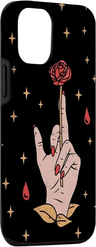 Vista 3 de Funda estética de Tarot con diseño de rosa mágica y estrellas para iPhone 15