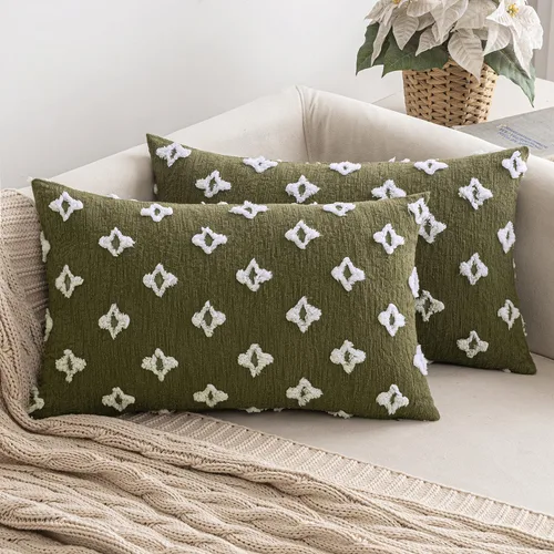 Vista 21 de MIULEE Juego de 2 fundas de almohada decorativas de jacquard rómbico, funda de cojín cuadrada suave para sofá, cama, dormitorio, sala de estar, 16 x