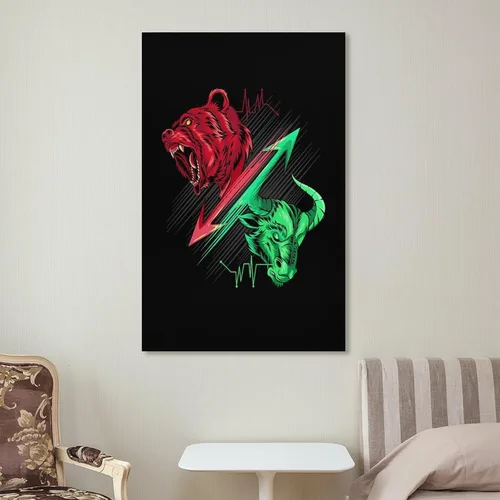 Vista 7 de Usoway Oso contra toro Mercado de Valores Trading Arte de pared Lienzo Pintura Dormitorio Decoración del Hogar Imágenes Obras de Arte Carteles