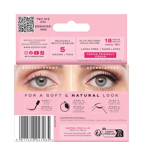 Vista 7 de Eylure Volume Accent No. 005 Pestañas reutilizables, adhesivo incluido, 1 par