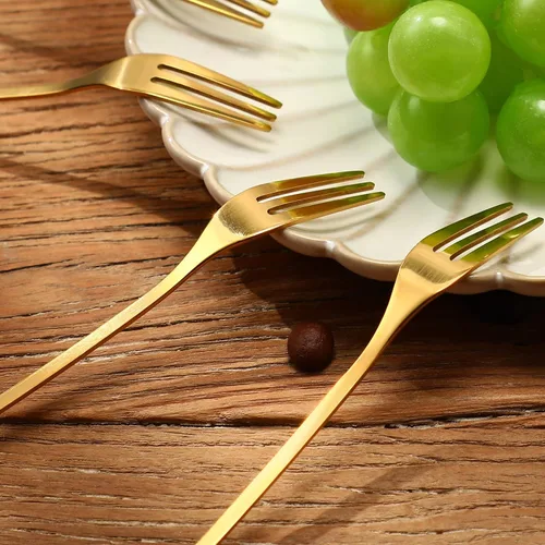 Vista 6 de Juego de 40 piezas de cuchara de café de hoja de acero inoxidable y tenedor de aperitivo, cuchara de postre, mini utensilios de postre plateados