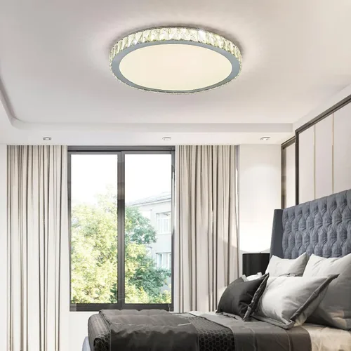 Vista 3 de OUKANING Lámpara de techo LED moderna de cristal, regulable de 11 pulgadas, lámpara de techo de montaje empotrado ajustable para dormitorio