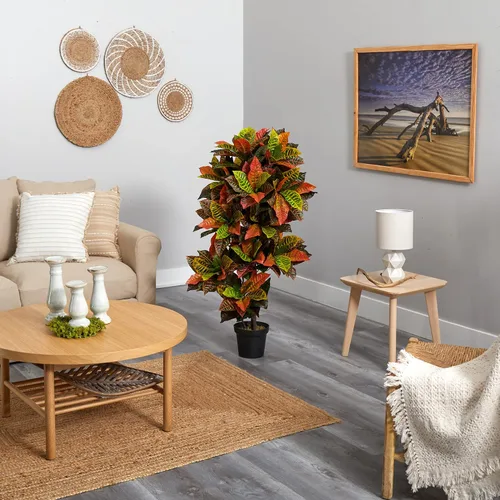 Vista 2 de Nearly Natural Planta Croton de 56 pulgadas (tacto real)