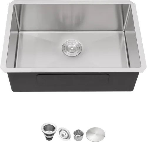 Vista 19 de Fregadero de Cocina Empotrado de 30 Pulgadas Negro - Fregadero de Cocina de Acero Inoxidable Gunmetal Negro de 30x18 Pulgadas de 18 Calibre