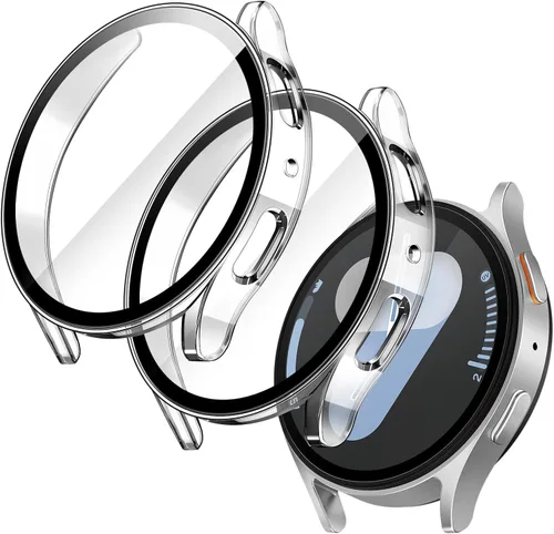 Vista 8 de JETech Funda con protector de pantalla para Samsung Galaxy Watch 7 de 40 mm, cubierta protectora general, película de vidrio templado de alta Negro