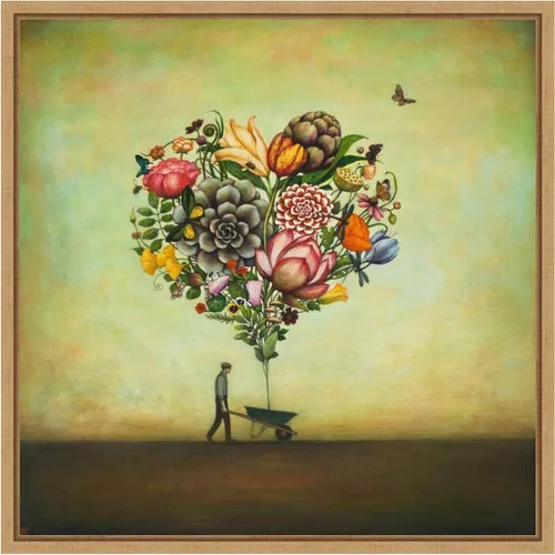 Vista 16 de Amanti Art Lienzo enmarcado para pared, diseño botánico de corazón grande de 16 x 16 pulgadas, por Duy Huynh, lienzo enmarcado para pared, obras