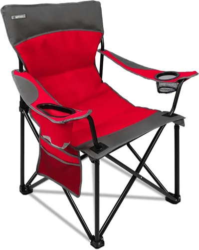Vista 8 de Sillas de camping portátiles de gran tamaño, sillas plegables para exteriores con bolsillo y portavasos, bolsa de transporte para camping, portones