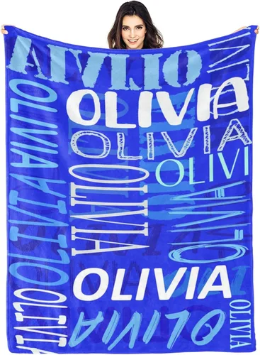 Vista 18 de Mantas personalizadas con nombre para bebé, niño, niña, mantas súper suaves con nombre para niños y adultos, manta con nombre para cumpleaños