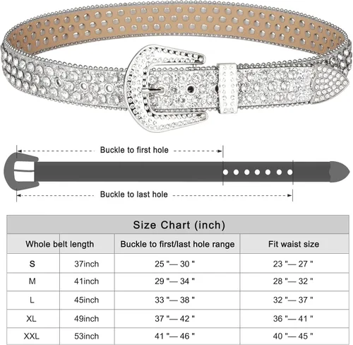 Vista 3 de UnFader Cinturones occidentales con diamantes de imitación para mujer y hombre, diseño de vaquera, cinturones con tachuelas de diamantes para jeans