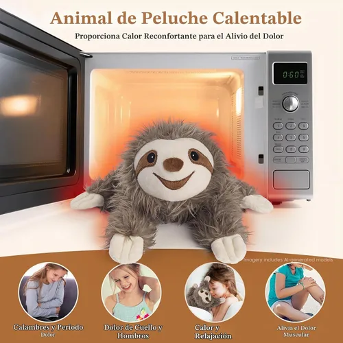 Vista 5 de Animales de peluche de perezoso para microondas, adorable peluche esponjoso de perezoso para calidez y comodidad, juguete de aroma a lavanda
