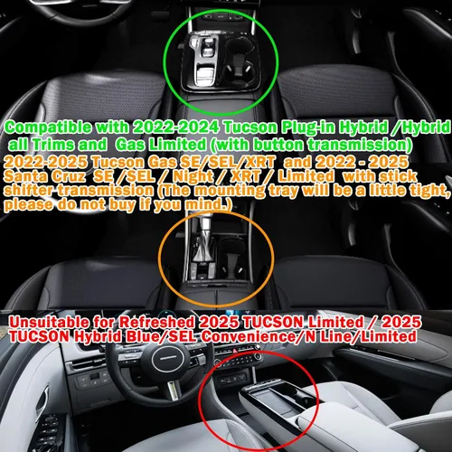 Vista 6 de Organizador de Consola Central TACOBRO Compatible con Hyundai 2022-2024 Tucson Plug-in Hybrid/Hybrid todos los acabados y Tucson Gas Limited y Santa