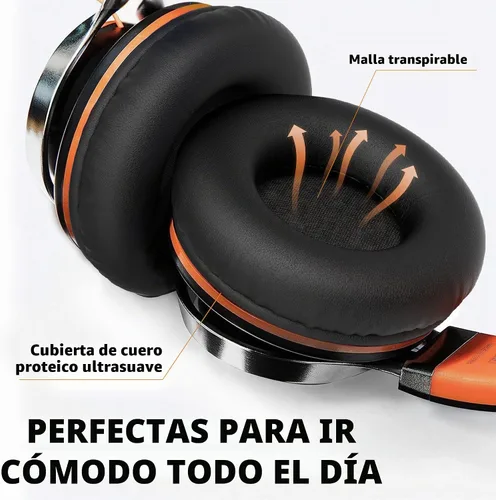 Vista 3 de Auriculares Ailihen C8, ligeros y plegables con micrófono para iPhone, iPad, iPod, teléfonos inteligentes Android, computadoras, laptop, Mac Negro