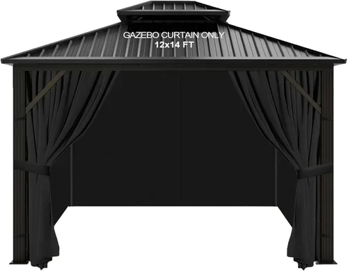 Vista 19 de slashome - Cortinas impermeables para gazebo de 10'x10', para exteriores, negras, universales, de repuesto, 4 paneles, paredes laterales