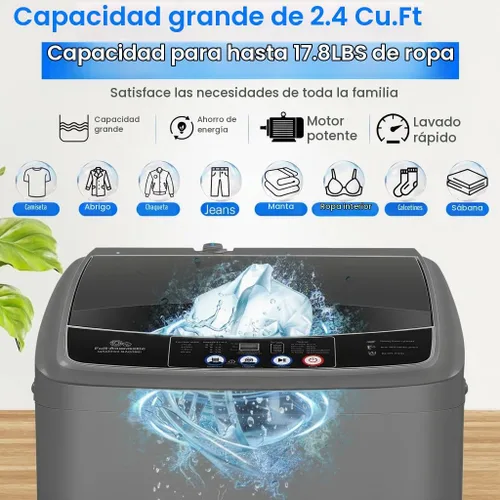 Vista 2 de Nictemaw - Lavadora portátil de 17.8 libras con bomba de drenaje, 2.4 pies cúbicos