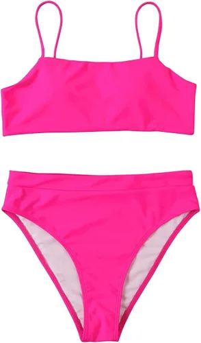 Vista 3 de MOSHENGQI - Traje de baño de dos piezas para mujer, con tirantes y corte alto
