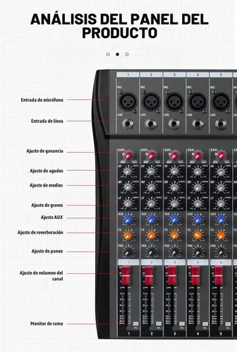 Vista 7 de CK-60 Mezclador profesional (6 canales) para grabación DJ Stage Karaoke Music Application w/USB Drive BT