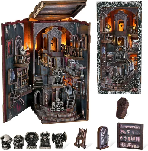 Vista 14 de MiniCity Espacio Rincón de Libros para Principiantes - Kit de Escena en Miniatura DIY con Cubierta Antipolvo, Luces y Estantería Adaptable