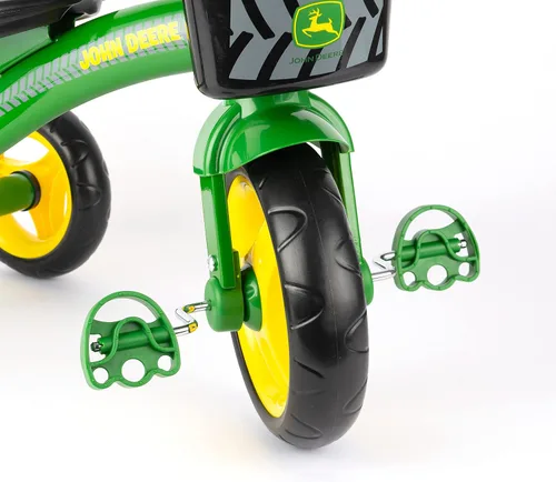 Vista 6 de John Deere Triciclo de juguetes resistentes con cesta para niños de 2 años en adelante, verde