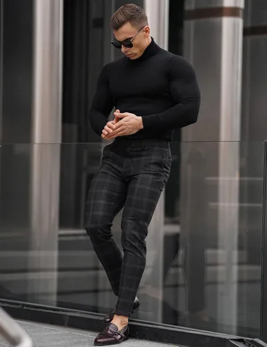 Vista 3 de KINGBEGA Suéteres de cuello alto para hombre, ajuste delgado, básicos, térmicos, casuales, de manga larga