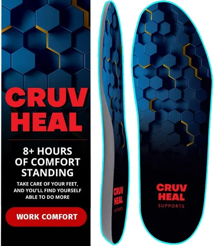 Vista 10 de CRUVHEAL Work Comfort - Plantillas ortopédicas antifatiga para hombres y mujeres, soporte de arco bajo, absorción de golpes, alivio del dolor