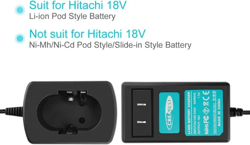 Vista 6 de Creabest Cargador de batería de iones de litio compatible con Hitachi 18v