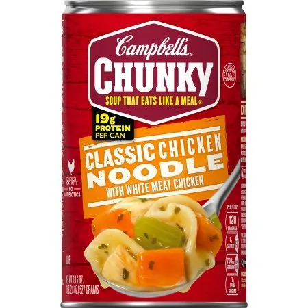Vista 2 de Campbell's Chunky Soup, fideos clásicos de pollo, 18.6 onzas (2 latas)
