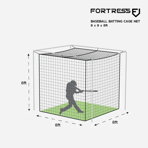 Vista 2 de Fortress Baseball Batting Cage Nets Heavy-Duty HDPP Fully Enclosed Baseball & Softball Cage Netting [14 Sizes & 3 Grade Options] – NET ONLY
