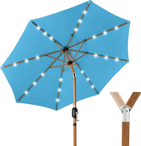 Vista 49 de Best Choice Products Sombrilla de Patio Solar de Poliéster con Luz LED de 10 pies con Ajuste de Inclinación y Tela Resistente a los Rayos UV - Gris