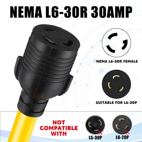 Vista 4 de Tellegloww - Cable adaptador para soldador de 30 amperios NEMA 10-30P a L6