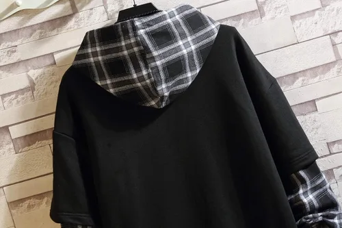 Vista 8 de GURUNVANI Sudaderas con capucha de patchwork de estilo japonés Hombres Personajes Streetwear Sudadera con capucha para hombres