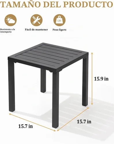Vista 3 de Crestlive Products Mesa auxiliar de aluminio para exteriores, mesa lateral para silla de piscina, mesa de café pequeña y resistente a la intemperie